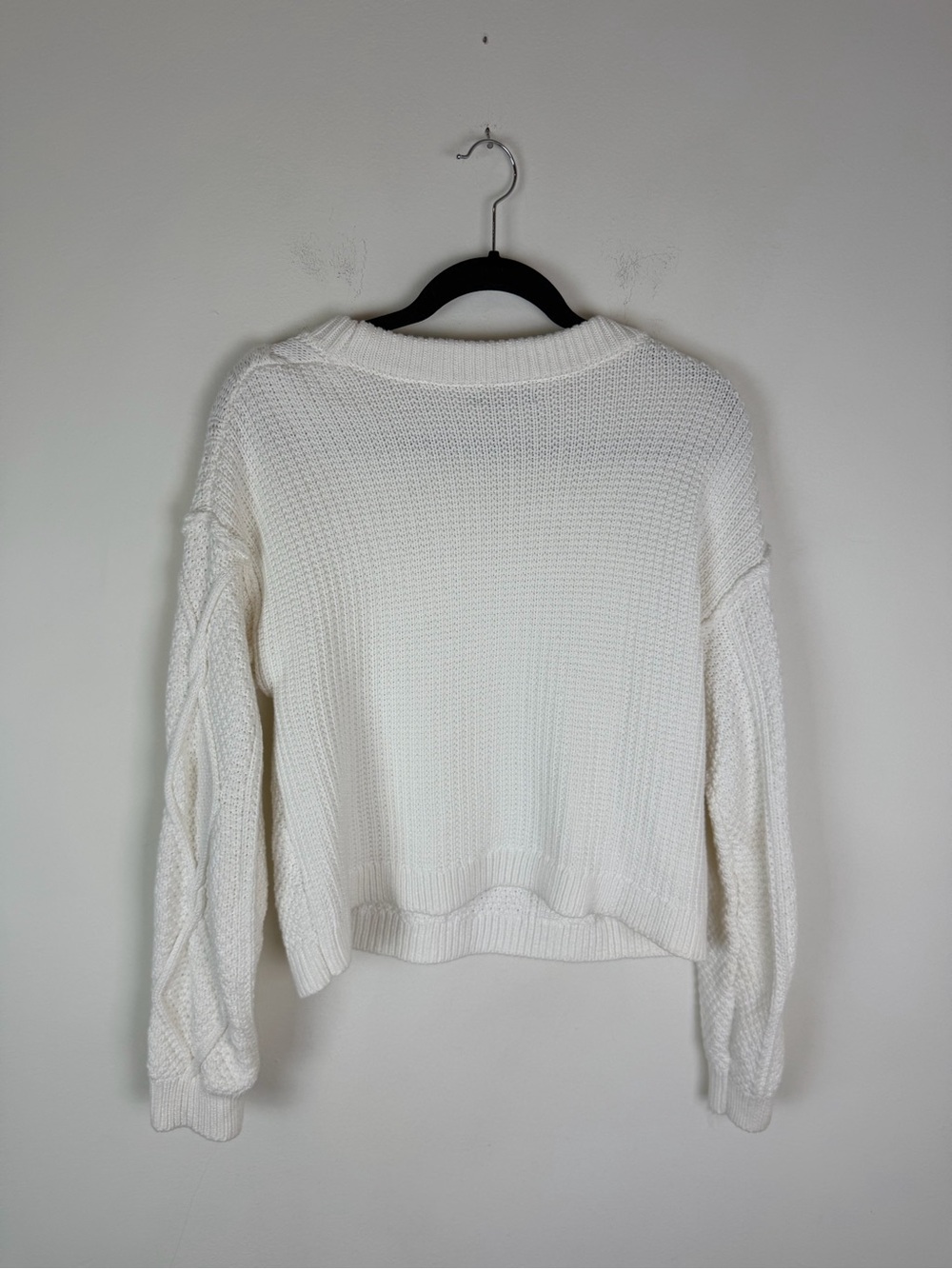 Quince 100% Organic Cotton Cropped Cable Crew Sweater size M - Picture 8 of 8